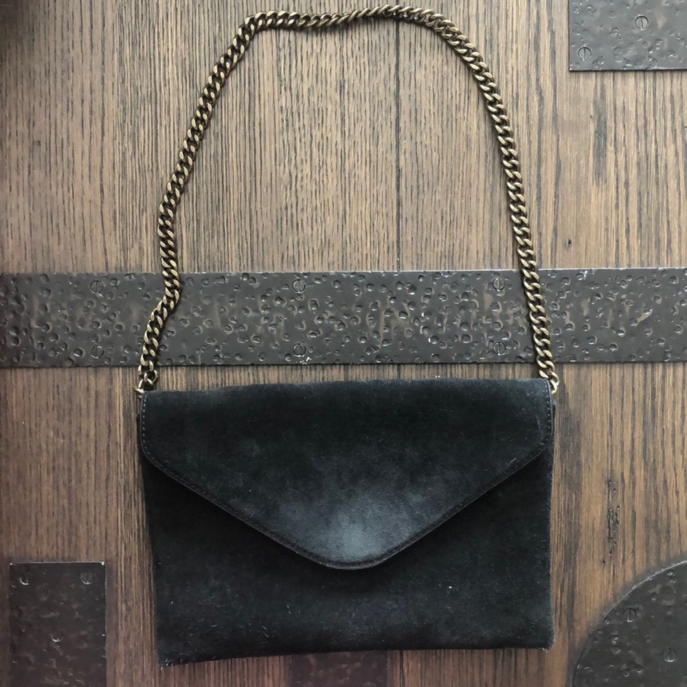 JCREW Black Suede Envelope Purse